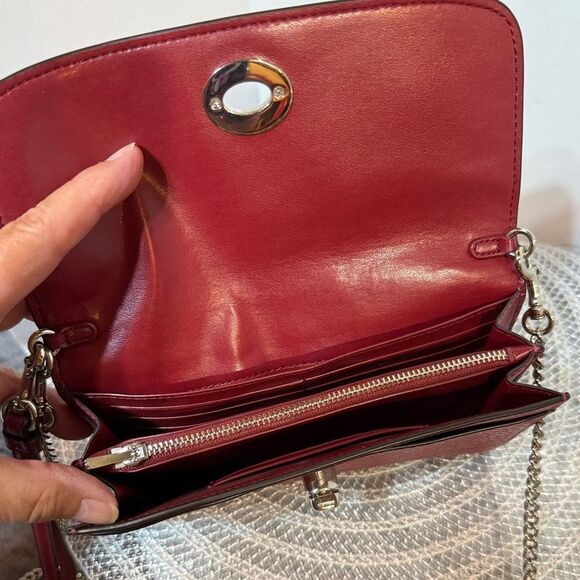 Coach Leather Chain Crossbody in Cherry Red/Silver NWT - Picture 6 of 16